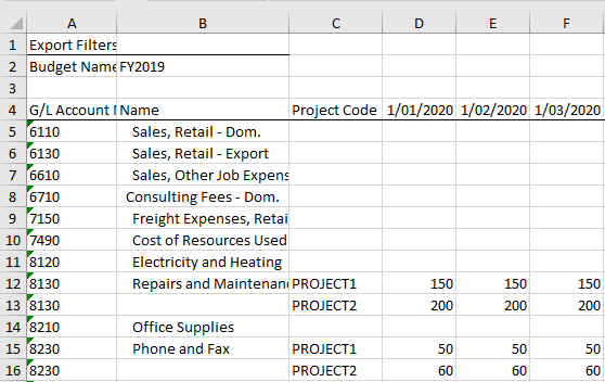 GL Budget in excel with dimensions GL Budget in excel with dimensions